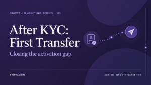 Purple editorial cover: After KYC First Transfer, closing the activation gap by Avie Vu